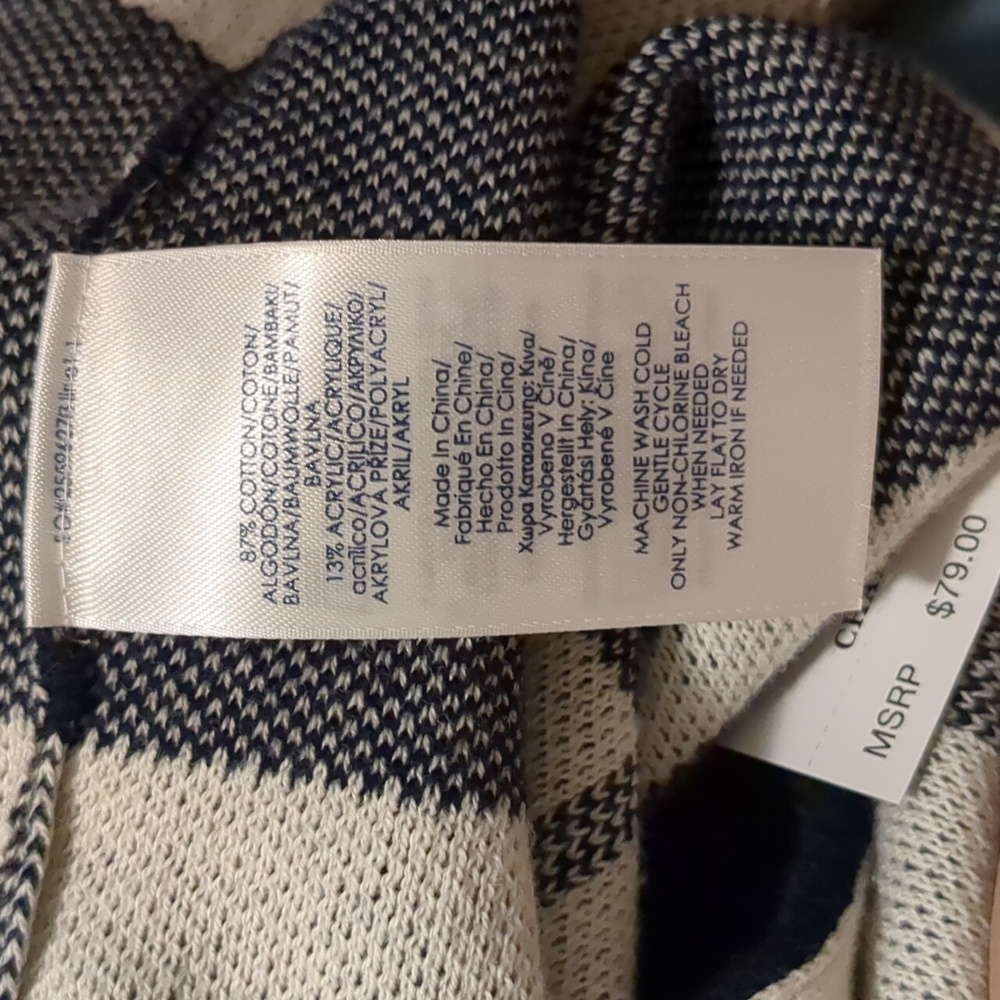 NWT chaps navy and white plaid vest jacket coat size L $30 OBO takes it - Picture 14 of 16